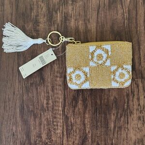 Anthropologie floral check coin purse size 5” by 3.75”